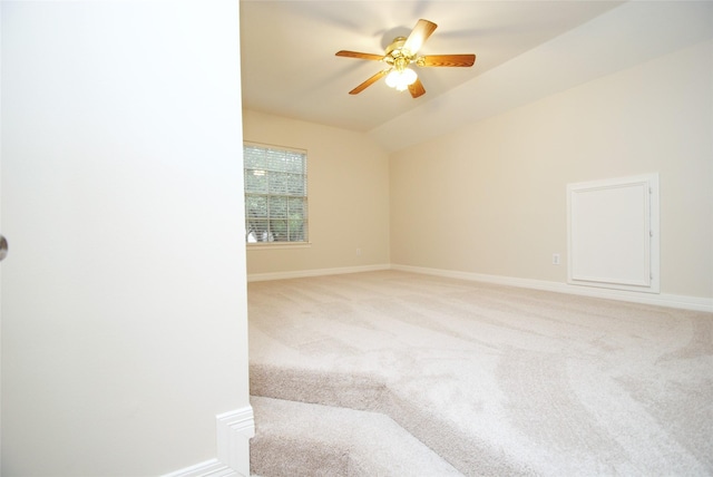 1902 Rosebay Ct, Sugar Land, TX 77479 - empty room with ceiling fan, baseboards, light colored carpet, and lofted ceiling