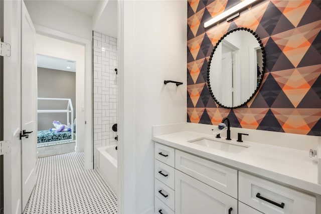 1913 Ebony Ln, Houston, TX 77018 - bathroom with vanity and bathtub / shower combination