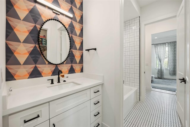 1913 Ebony Ln, Houston, TX 77018 - bathroom with vanity and shower / bath combination