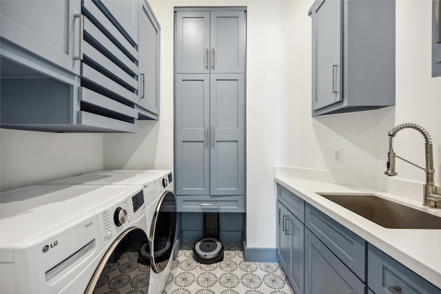 1913 Ebony Ln, Houston, TX 77018 - washroom featuring independent washer and dryer and cabinet space