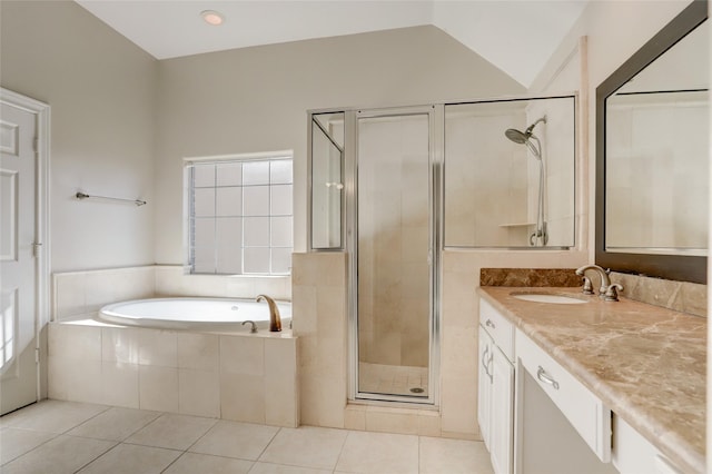 2617 Edgefield Lakes Dr, Houston, TX 77054 - full bath featuring vanity, a stall shower, a garden tub, and tile patterned flooring