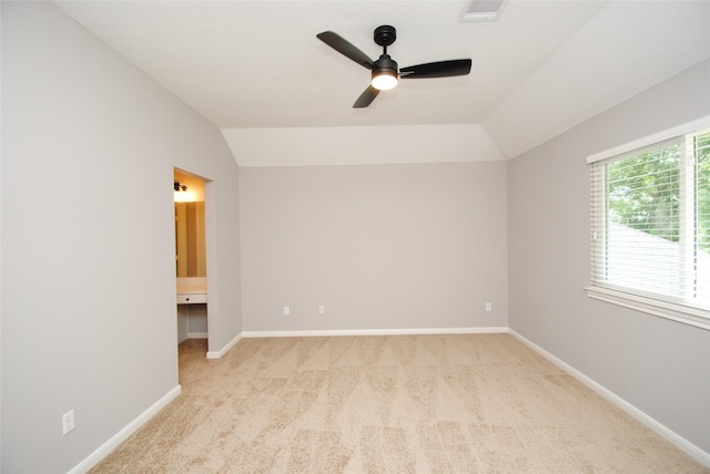 16611 Hope Farm Ln, Cypress, TX 77429 - carpeted spare room with vaulted ceiling, a ceiling fan, and baseboards