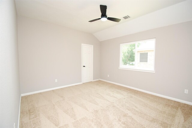 16611 Hope Farm Ln, Cypress, TX 77429 - carpeted empty room featuring vaulted ceiling, baseboards, and a ceiling fan