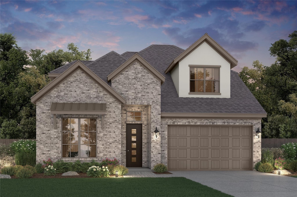 21111 Flowerhorn Dr, Cypress, TX 77433 - view of front of home with brick siding, concrete driveway, an attached garage, and a shingled roof