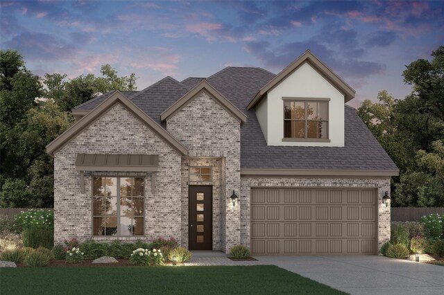 21111 Flowerhorn Dr, Cypress, TX 77433 - view of front of home with brick siding, concrete driveway, an attached garage, and a shingled roof