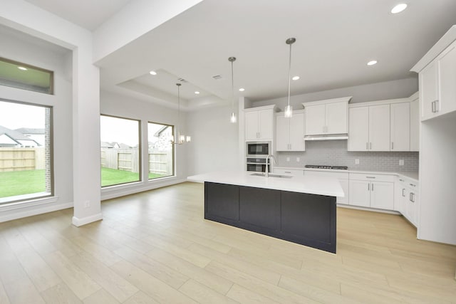 21114 Flowerhorn Dr, Cypress, TX 77433 - kitchen with built in microwave, gas stovetop, oven, light countertops, and decorative backsplash