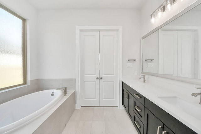 21114 Flowerhorn Dr, Cypress, TX 77433 - full bath with plenty of natural light, double vanity, and a bath