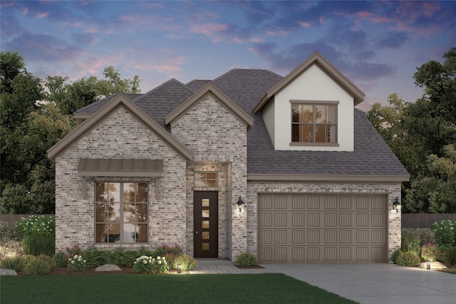21127 Flowerhorn Dr, Cypress, TX 77433 - view of front of home with brick siding, concrete driveway, an attached garage, and a shingled roof