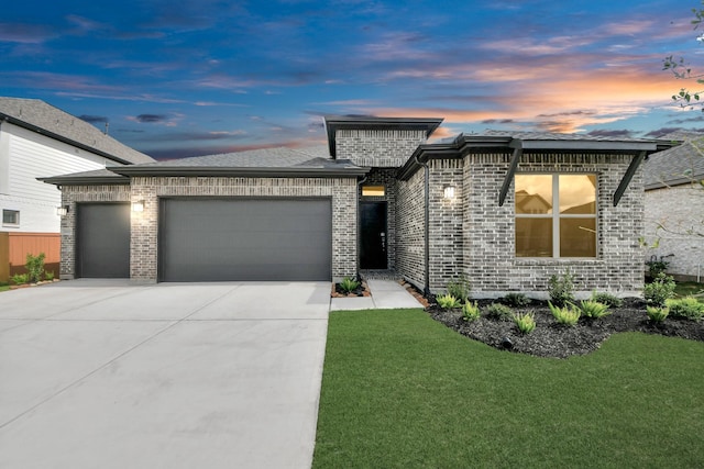 21122 Flowerhorn Dr, Cypress, TX 77433 - view of front of house with a garage, driveway, brick siding, and a lawn