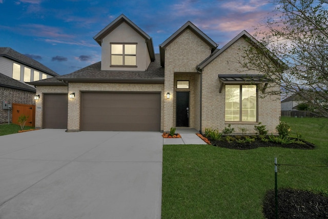 21114 Regal Terrace Dr, Cypress, TX 77433 - view of front of home featuring an attached garage, concrete driveway, a yard, brick siding, and a shingled roof