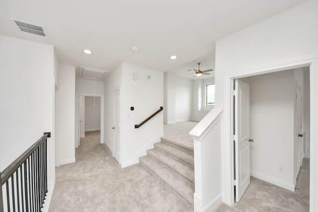 21130 Flowerhorn Dr, Cypress, TX 77433 - hall featuring attic access, light colored carpet, recessed lighting, and baseboards