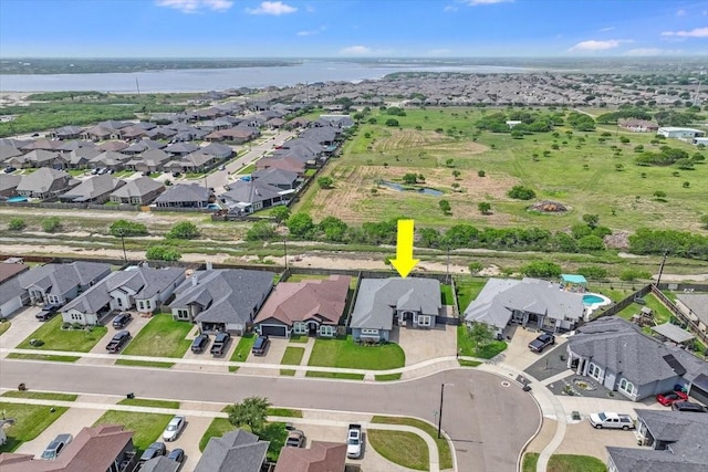 8105 Denali Dr, Corpus Christi, TX 78414 - aerial view of property's location with nearby suburban area and a large body of water