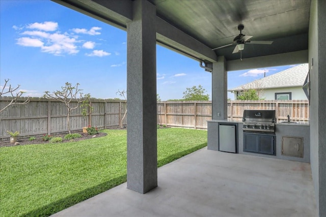 8105 Denali Dr, Corpus Christi, TX 78414 - view of patio featuring ceiling fan and a sink