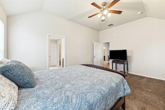 922 Steel Blue Dr, Houston, TX 77073 - carpeted bedroom featuring lofted ceiling and a ceiling fan