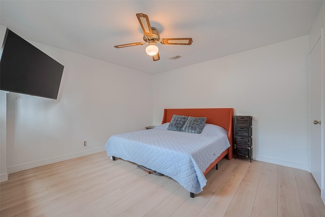 2831 Thorne Creek Ln, Houston, TX 77073 - bedroom with light wood-type flooring, baseboards, and ceiling fan