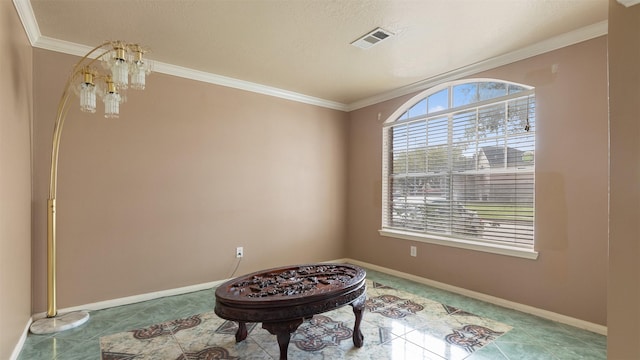 12422 Glenleigh Dr, Houston, TX 77014 - empty room with ornamental molding, baseboards, and tile patterned flooring