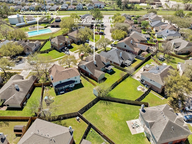 12422 Glenleigh Dr, Houston, TX 77014 - aerial overview of property's location featuring nearby suburban area and a pool
