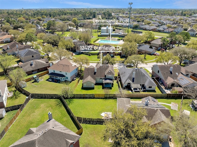 12422 Glenleigh Dr, Houston, TX 77014 - aerial perspective of suburban area featuring a pool area