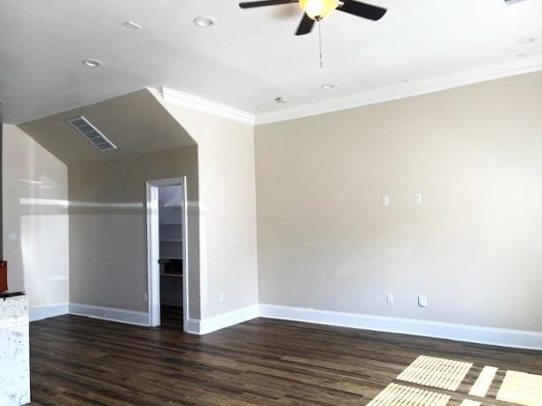 9310 Coffee St, Houston, TX 77033 - spare room featuring ornamental molding, a ceiling fan, wood finished floors, baseboards, and recessed lighting