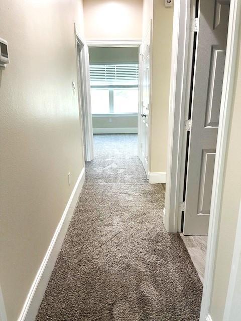 9310 Coffee St, Houston, TX 77033 - hall featuring light carpet and baseboards