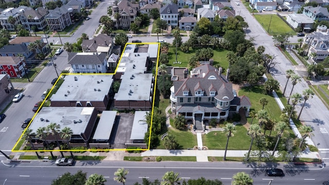 1726 Broadway Unit 19, Galveston, TX 77550 - aerial perspective of suburban area featuring property parcel outlined