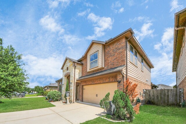 29007 Dryander Forest Ct, Katy, TX 77494 - view of side of property with brick siding, an attached garage, and concrete driveway