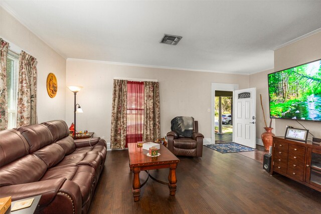 404 E Alabama St, Wharton, TX 77488 - living room with wood finished floors and crown molding