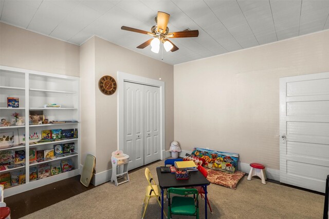 404 E Alabama St, Wharton, TX 77488 - game room with ceiling fan and carpet floors