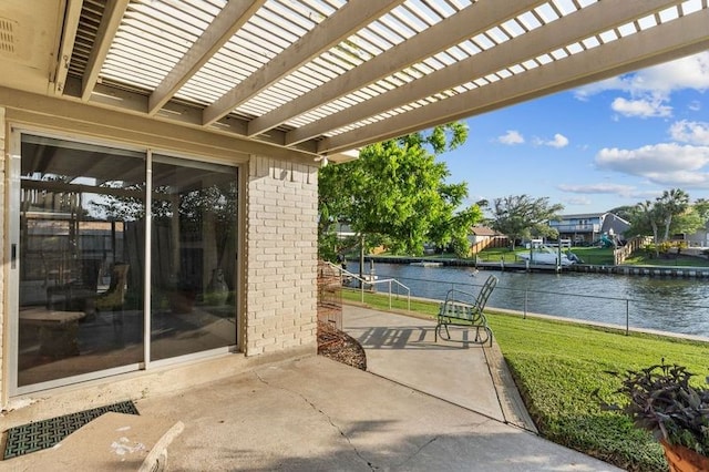 2505 Gerol Dr, Galveston, TX 77551 - view of patio / terrace with a water view and a pergola
