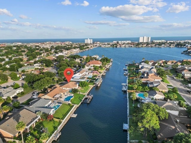 2505 Gerol Dr, Galveston, TX 77551 - aerial view of property's location featuring a nearby body of water and nearby suburban area