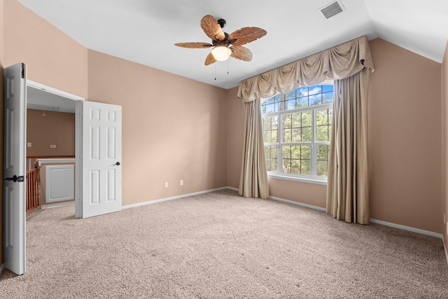 62 Treescape Cir, The Woodlands, TX 77381 - unfurnished room with carpet floors, a ceiling fan, vaulted ceiling, and baseboards