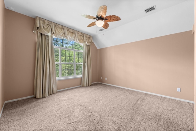 62 Treescape Cir, The Woodlands, TX 77381 - carpeted empty room with ceiling fan, baseboards, and lofted ceiling