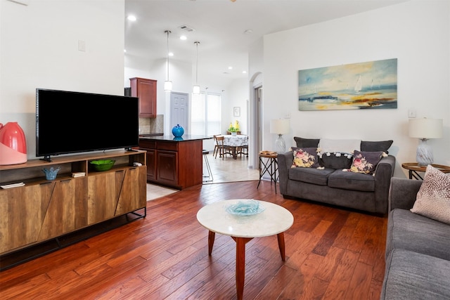 17218 Marquette Point Ln, Humble, TX 77346 - living area with hardwood / wood-style floors and recessed lighting