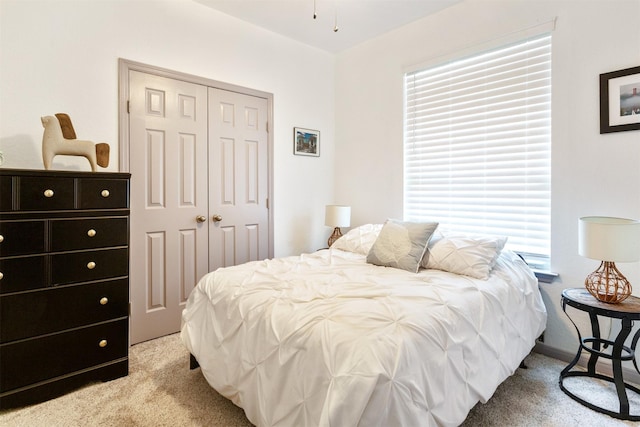 17218 Marquette Point Ln, Humble, TX 77346 - bedroom with light colored carpet, multiple windows, and a closet