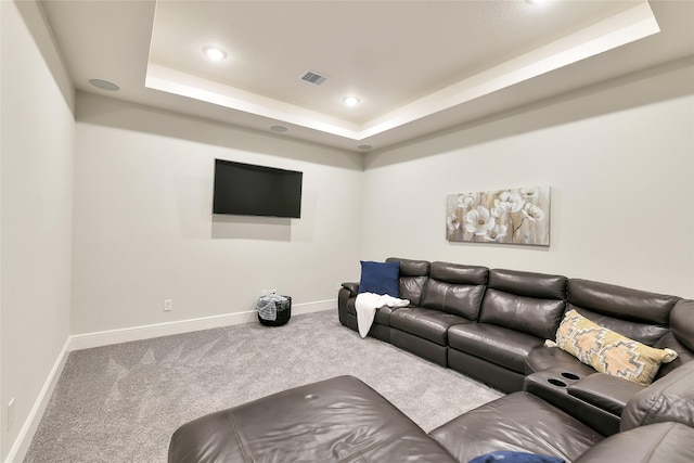 18115 Bachman Branch Dr, Cypress, TX 77433 - carpeted home theater room with a raised ceiling, baseboards, and recessed lighting