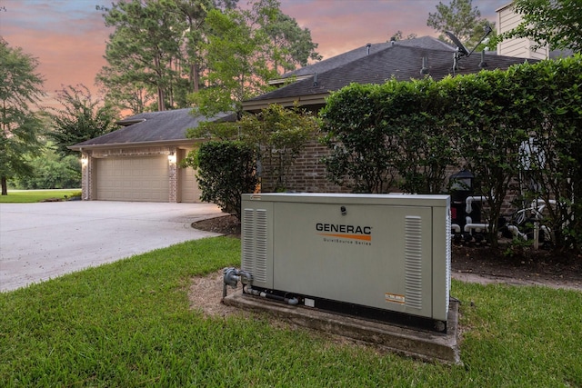 10250 Clubhouse Cir, Magnolia, TX 77354 - exterior view of a power unit, roof with shingles, concrete driveway, and brick siding