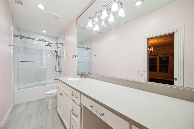 10250 Clubhouse Cir, Magnolia, TX 77354 - full bathroom with vanity, toilet, bath / shower combo with glass door, and recessed lighting