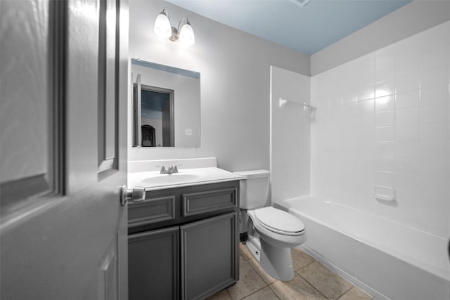 13909 Stonewood Ct, Rosharon, TX 77583 - bathroom with vanity, toilet, tile patterned flooring, and shower / bathtub combination