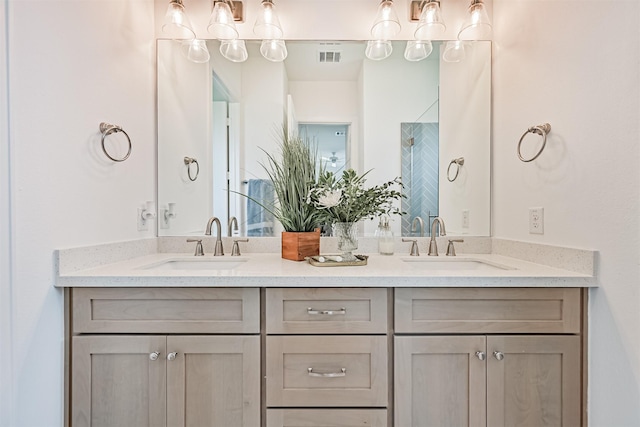 4101 5th St, Galveston, TX 77554 - bathroom with double vanity and tiled shower