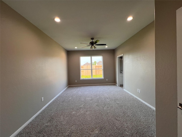 15826 Sugar Maple Ln, Santa Fe, TX 77517 - carpeted spare room featuring a ceiling fan, recessed lighting, and baseboards