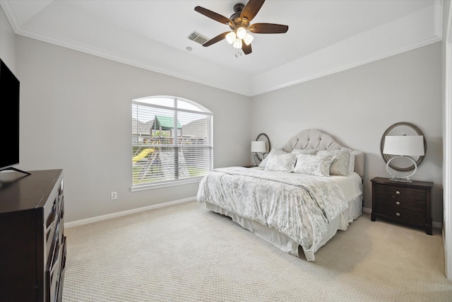 9110 Kinnel Ln, Tomball, TX 77375 - bedroom with light colored carpet, baseboards, and ceiling fan