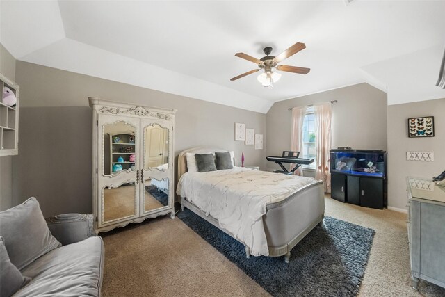 13803 Oak Fair Bnd, Cypress, TX 77429 - carpeted bedroom featuring ceiling fan and lofted ceiling