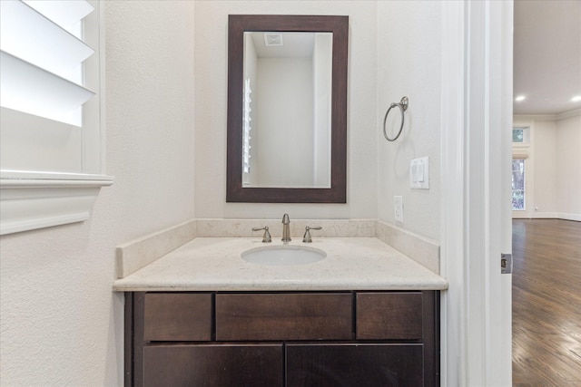 1701 Wrenwood Lks, Houston, TX 77043 - bathroom with vanity and wood finished floors