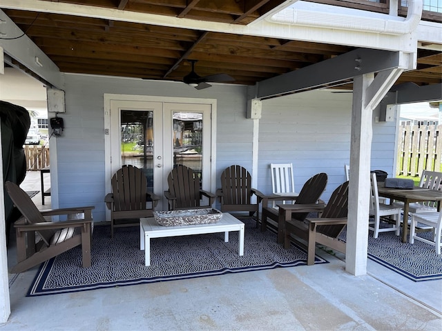 16627 Bermuda Way, Jamaica Beach, TX 77554 - view of patio with french doors and a ceiling fan