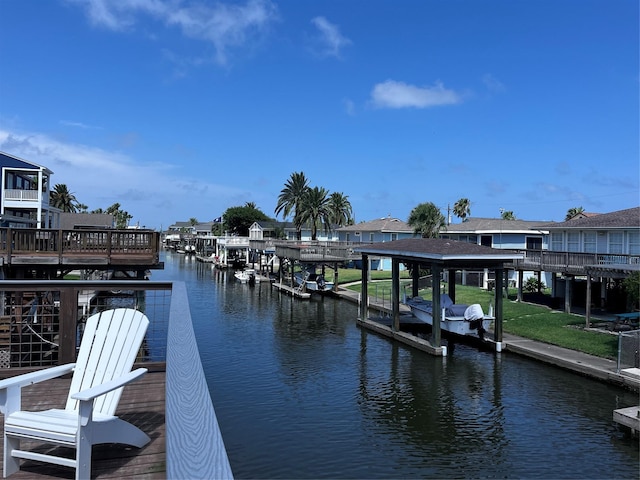 16627 Bermuda Way, Jamaica Beach, TX 77554 - dock featuring a water view and boat lift