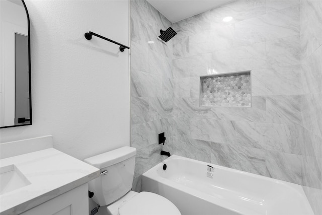 8707 Wind Side Dr, Houston, TX 77040 - full bathroom with vanity, toilet, and  shower combination