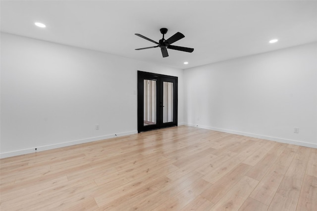 8707 Wind Side Dr, Houston, TX 77040 - unfurnished room with recessed lighting, light wood-style floors, a ceiling fan, and baseboards