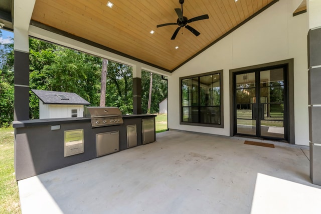15086 Dewberry Ln, Conroe, TX 77302 - view of patio / terrace with ceiling fan and french doors