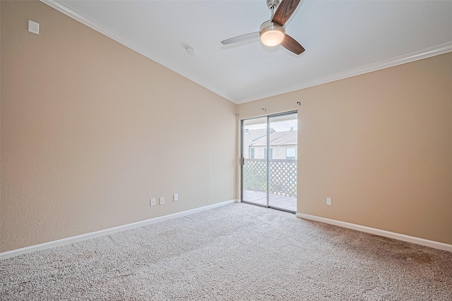 2110 Wilcrest Dr Unit 236, Houston, TX 77042 - carpeted spare room featuring a ceiling fan, lofted ceiling, baseboards, and crown molding