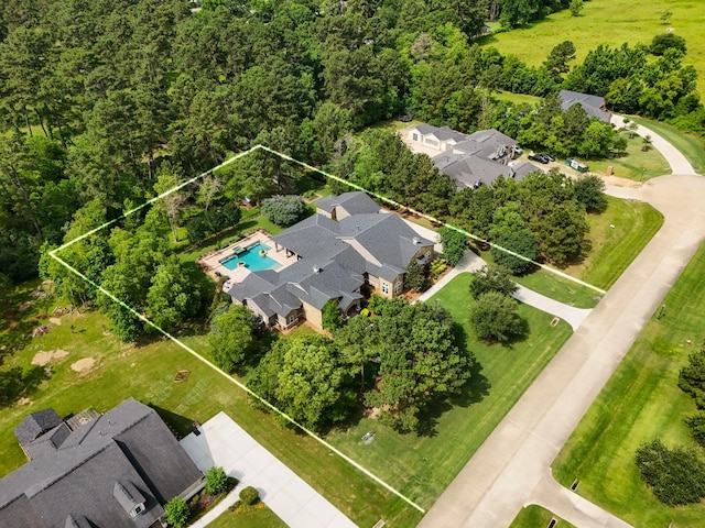 12911 Mossy Shr, Tomball, TX 77375 - aerial view of property's location featuring property parcel outlined and a pool